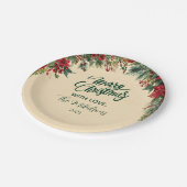 レッドポ素朴インセティアホリデーパーティー ペーパープレート (アングル)