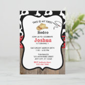 レッドマイファーストロデオカウボーイウェスタン誕生日 招待状 (スタンド正面)