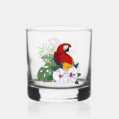 レッドマカオトロピカルバードフローラオウム ウイスキーグラス (裏面)