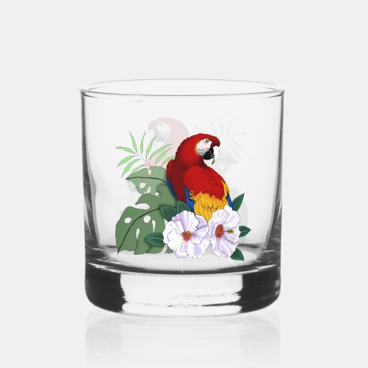 レッドマカオトロピカルバードフローラオウム ウイスキーグラス (裏面)