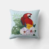レッドマカオトロピカルバードフローラオウム クッション (裏面)