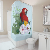 レッドマカオトロピカルバードフローラオウム シャワーカーテン (インサイチュ)