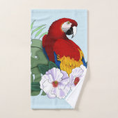 レッドマカオトロピカルバードフローラオウム バスタオルセット (ハンドタオル)
