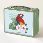 レッドマカオトロピカルバードフローラオウム メタルランチボックス (裏面)