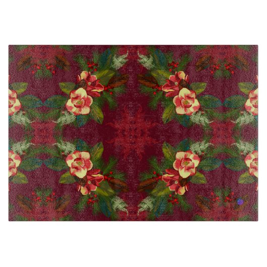 レッドマグノリアクリスマスフローラ カッティングボード (正面)