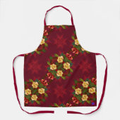 レッドマグノリアフローラプリントエプロン エプロン (正面)