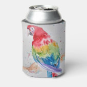 レッドマコーオウム鳥の水の色のアートデザイン缶C 缶クーラー (缶裏面)