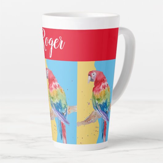 レッドマコーパ絵画ロトのメンズネームアートマグ カフェラテマグ (右アングル)