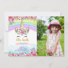 レッドマジカルユニコーンフォト招待状 招待状