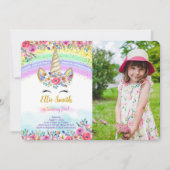 レッドマジカルユニコーンフォト招待状 招待状 (正面)