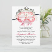 レッドマスカレードキンセアニェラ誕生日招待状 招待状 (スタンド正面)