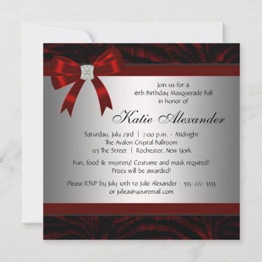 レッドマスクマスカレードパーティー 招待状 (裏面)