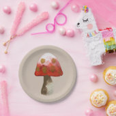 レッドマッシュルームトースツール魔法 ペーパープレート (パーティー)