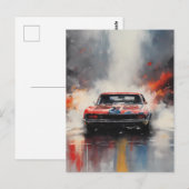 レッドマッスルカーの正面 ポストカード (正面/裏面)