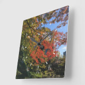 レッドマプルズアットガ日本のーデン スクエア壁時計 (傾斜)