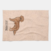 レッドマホガニーゴールデンレトリバードッグ名前をカスタムする キッチンタオル (横)