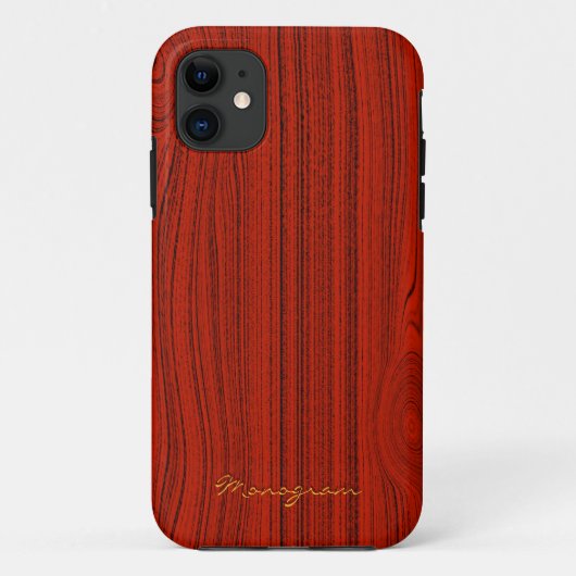 レッドマホガニー木目パターンルック Case-Mate iPhoneケース (裏面)