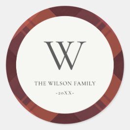 レッドマモダンルーンマルサラプレイドパターンモノグラム ラウンドシール
