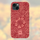 レッドマリゴールドフローラbyウィリアム・モリスとイニシャル Case-Mate iPhoneケース