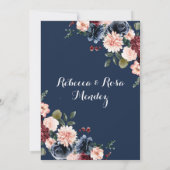 レッドマルサラネイビーブルーフローラツインズキンセアニラ 招待状 (裏面)