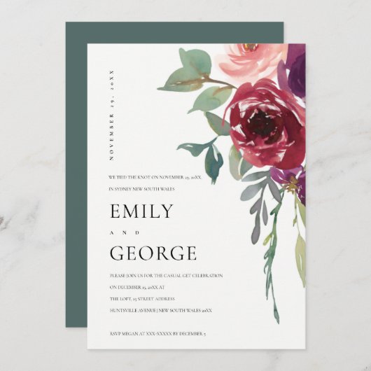 レッドマルサラバラフローラ私たちはノットカードを結んだ サンキューカード (正面/裏面)