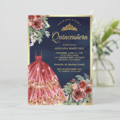 レッドマルサラフローラドレスネイビー金ゴールドキンセアニェラ 招待状 (スタンド正面)