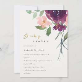 レッドマルサラ赤面バラフローラベビーシャワー招待状 サンキューカード