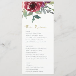 レッドマルサラ赤面バラ水彩フローラ結婚ズ メニュー