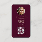 レッドマルーンエレガント金ゴールドロータスウェルネススパ 名刺 (裏面)