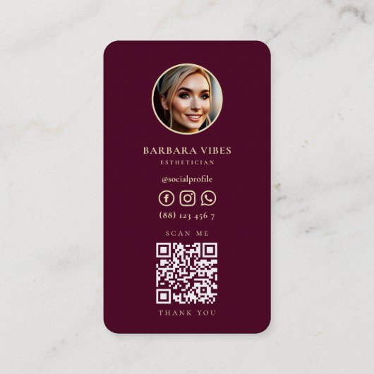 レッドマルーンエレガント金ゴールドロータスウェルネススパ 名刺 (裏面)