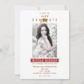 レッドマルーン金ゴールドホワイト卒業パーティー 招待状 (正面)