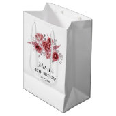 レッドマロンバラグリーンリーフローラ40歳の誕生日 ミディアムペーパーバッグ (正面アングル)