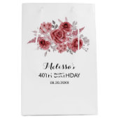 レッドマロンバラグリーンリーフローラ40歳の誕生日 ミディアムペーパーバッグ (正面)