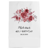 レッドマロンバラグリーンリーフローラ40歳の誕生日 ミディアムペーパーバッグ (裏面)