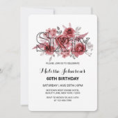 レッドマロンバラグリーンリーフローラ60誕生日 招待状 (正面)