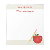 レッドマンガアップルとイエローペンシル&名前をカスタムする ノートパッド (正面)