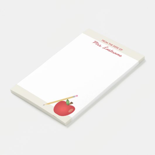 レッドマンガアップルとイエローペンシル&名前をカスタムする ポストイット (アングル)