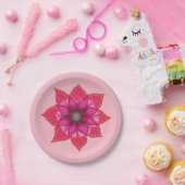 レッドマンダラフラワーアート紙プレート ペーパープレート (パーティー)