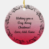 レッドマンダラ抽象芸術美しいクリスマス セラミックオーナメント (裏面)