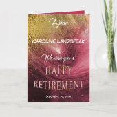 レッドマーエレガントブル金ゴールドグリッターハッピーリタイアメント カード (正面)