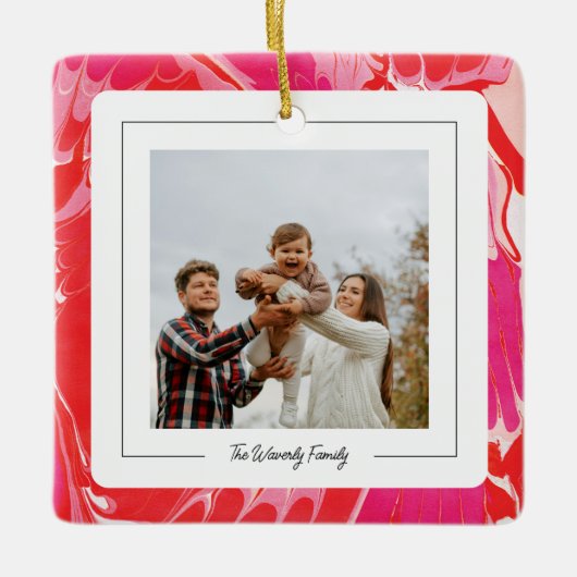 レッドマーブルメリーオーナメント セラミックオーナメント (正面)