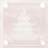 レッドマーブル金ゴールドグリッタークリスマスツリー ガラスコースター (裏面)