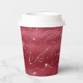 レッドマーブル金ゴールドグリッタークリスマスツリー 紙コップ (裏面)