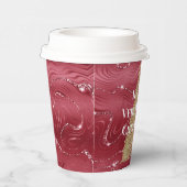 レッドマーブル金ゴールドグリッタークリスマスツリー 紙コップ (右)