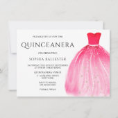 レッドマーメイドドレス 15歳のキンセアニエラパーティー 招待状 (裏面)