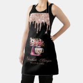 レッドミキサーフラワーズバラ金ゴールドドリップベーカリーブラック エプロン (インサイチュ)