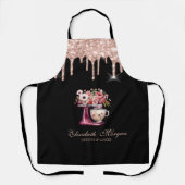 レッドミキサーフラワーズバラ金ゴールドドリップベーカリーブラック エプロン (正面)