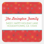 レッドミッドセンチュリーモダンアトミック休日アドレス スクエアシール (正面)