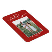 レッドミッモダンクスタイポグラフィハッピーホリデーズフォト マグネット (右側)