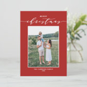 レッドミッモダンクスタイポグラフィメリークリスマスフォト シーズンカード (スタンド正面)